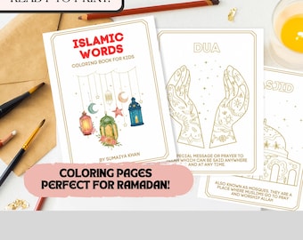 Ramadan Islamic Coloring activity book pages to print digital download for kids Ramadan Eid fun islamic download