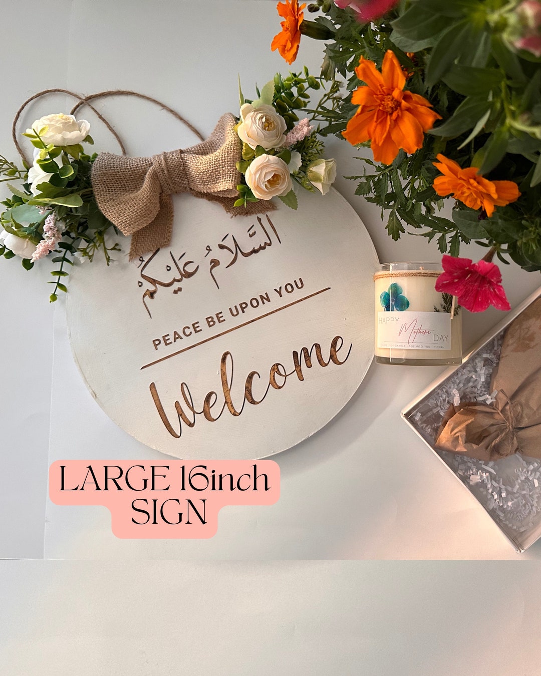 Large 16inch Welcome Sign Salaam Muslim Islamic Welcome Hanging Door ...