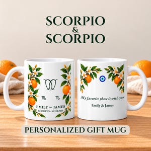 Scorpio and Scorpio Personalized Mug, Scorpio Gifts, Zodiac Symbols with Names, Gift for Couples