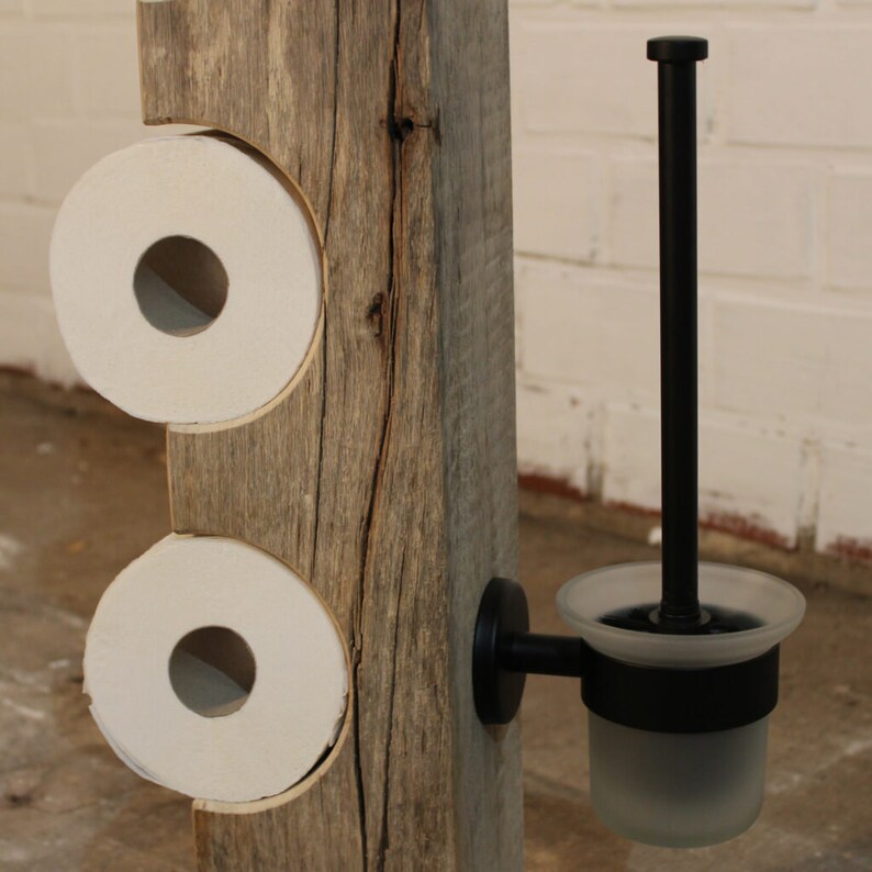 Vintage Toilettenpapierhalter aus altem Balken Bild 5