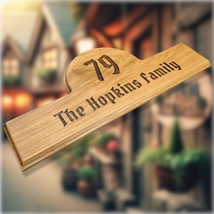 Oak house number hanging sign including engraving | Name plate signpost sign wooden board wooden sign oak wood engraving customizable