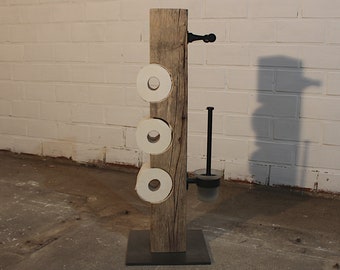 Vintage toilet paper holder made from old beams