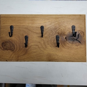 Key rack made of oak wood | Key ring | Key holder | Coat rack | Board with hooks for hanging Coat rack for entrance to house