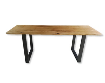 Oak dining table in industrial design