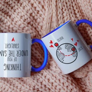 Personalized Love Distance Coffee Mug,Long Distance Friendship Mug, Custom Bestie Coffee Cup, Best Friend Birthday Mug, BFF Heart Map Gfit
