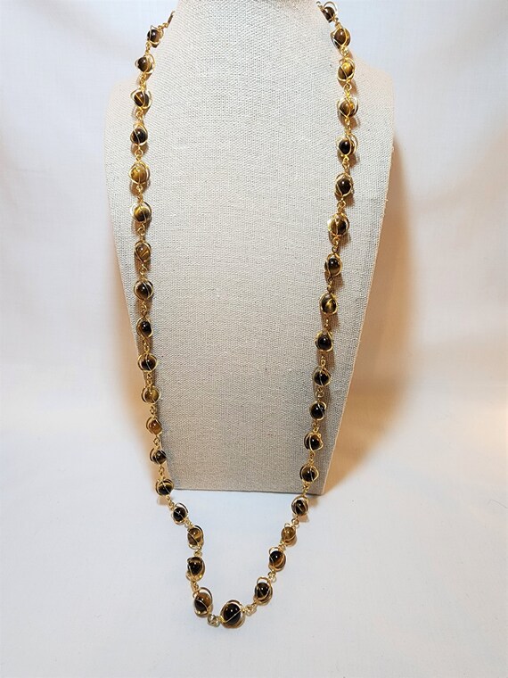 Tiger's Eye Bead and Gold Necklace - Etsy