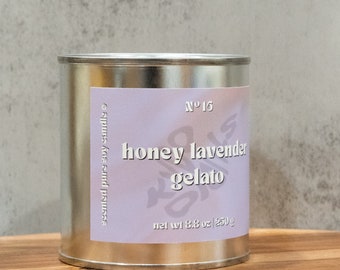 Honey Lavender Gelato | KYDO STUDIO | hand-poured AAPI-scented candles, vegan, toxin-free, pure soy wax, crackling wood wick