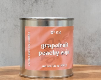 Grapefruit Peachy Soju | KYDO STUDIO | hand-poured AAPI-scented candles, vegan, toxin-free, pure soy wax, crackling wood wick