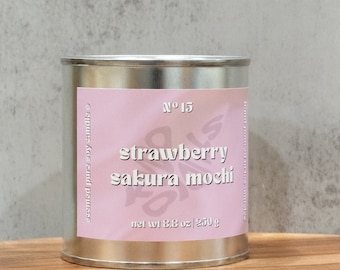 Strawberry Sakura Mochi | KYDO STUDIO | hand-poured asian scented candles, vegan, toxin-free, pure soy wax, crackling wood wick