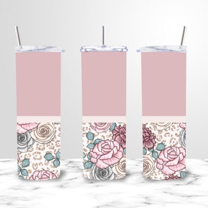 Pink Floral Tumbler Wrap, Tumbler PNG Designs, 20oz Skinny Tumbler, Skinny Tumbler PNG, 20oz Skinny Tumbler Sublimation Designs