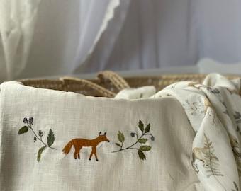 Baby blanket "Fox in the blueberry forest"
