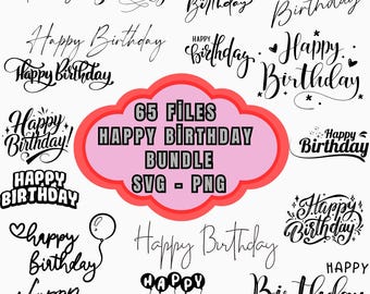 Happy Birthday Plotter Files Svg Png - Lettering Cricut Design Element Silhouette  Plotting Bundle - Clipart Vinyl Cut File