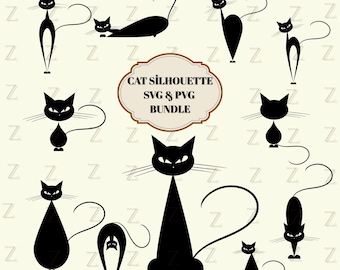 Cat Silhouette Bundle, Cat SVG,  Cat Face SVG Png, Cat Cut Files, Cat Design, Kitten Svg, Cat Vector, Kitty Svg,Pet Silhouette Png