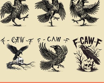 F-Caw-F SVG, F-Caw-F PNG, FcawF DTF Print, Funny Gothic Raven Art,Crow Digital Art,Funny Raven Design,Printable Bird Clipart,Dark Bird Humor