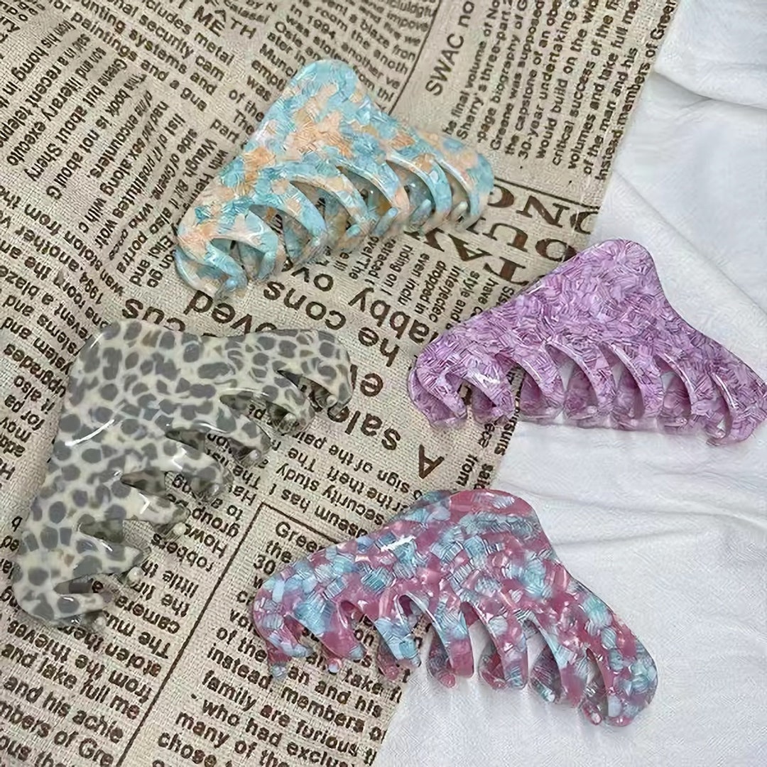 Textured Multicolor Hair Clips Acrylic Acetate Hair Clips Etsy