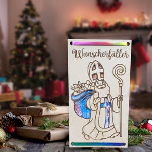 Réalisateur de vœux, Père Noël, SVG, DXF, Laser, Découpe laser, Cadeau en espèces, Anniversaire,