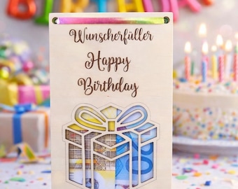 Wish fulfiller, Happy Birthday, SVG, DXF, Laser, Lasercut, Money gift, Birthday