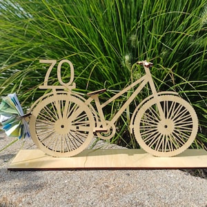 Vélo, 70, Anniversaire, Cadeau, Cadeau en espèces, SVG, DXF, Laser, Découpe laser