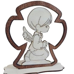 Communion, garçon en prière, SVG, DXF, Laser, Lasercut