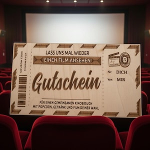 Gutschein, Kino, Besuch, Popcorn, Film, SVG, DXF, Lightburn, Überraschung Freude, Freunde