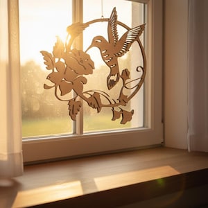 Kolibri, Fensterbild, Rosen, Deko, Fenster, SVG, DXF, Laser, Lasercut