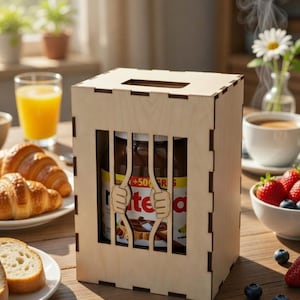 Nutella-ask, Nutella, ask, present, SVG, DXF, Lightburn, laser, laserskärning