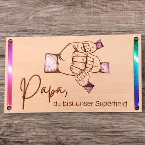 Wunscherfüller Papa Superheld, Geldgeschenk als Überraschung, SVG, DXG und Lightburn