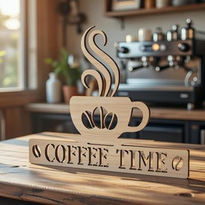 CoffeeTime, Lasercut, Laser, SVG, DFX, Küche, Kaffee, Deko, Wandbild