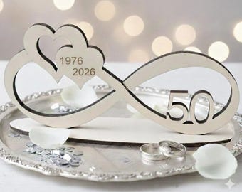 Infinity symbol 1976 - 2026 Golden Wedding Anniversary for 4 mm plywood, a gift, sign, SVG, DXF
