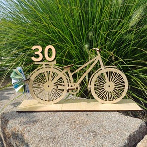Bicicleta, 30 anos, aniversário, presente de aniversário, presente em dinheiro, SVG, DXF, laser, corte a laser