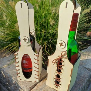 2 x Caja para botellas con asa Cumpleaños Aniversario Caja navideña