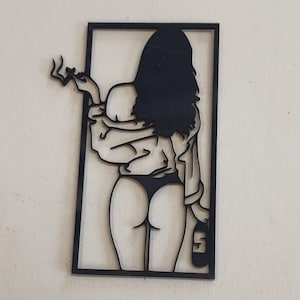 Mujer, con champagne, mural, dormitorio, SVG, DXF, láser, corte láser, regalo