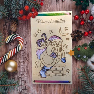 Realizador de desejos, São Nicolau, Papai Noel, SVG, DXF, Laser, Corte a laser, Presente em dinheiro, Aniversário,