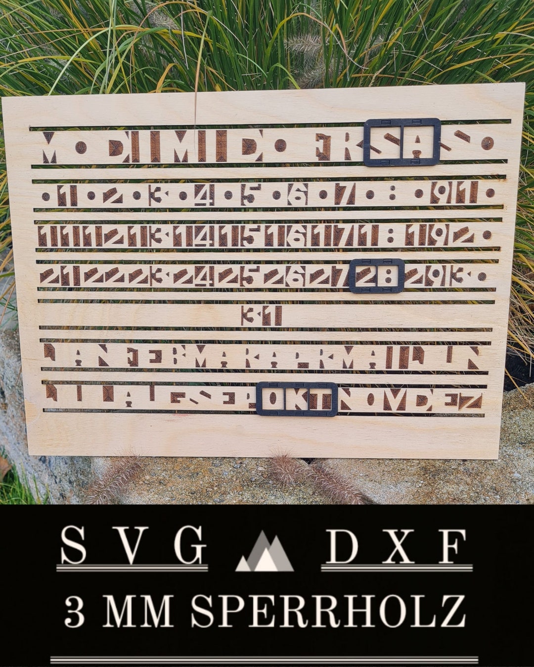 Cryptic Calendar Calendar 3 Mm Laser Cut SVG DXF Etsy