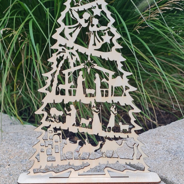 Weihnachtsbaum mit Ständer in 2,3 und 4 mm, Lasercut, Laser, SVG, DXF