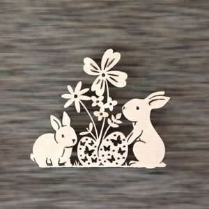 Fensterbild mit 2 Hasen, SVG, DXF, Laser, Lasercut, Ostern
