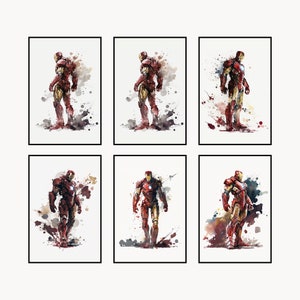 Iron Man Watercolor Print Set: Superhero Nursery Art (Digital Download)