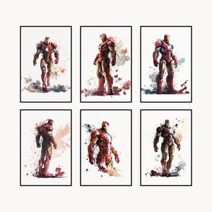 Iron Man Watercolor Print Set: Superhero Nursery Art (Digital Download)