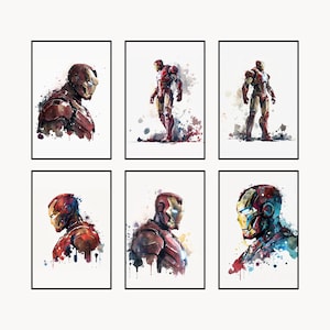 Iron Man Watercolor Print Set: Superhero Nursery Art (Digital Download)