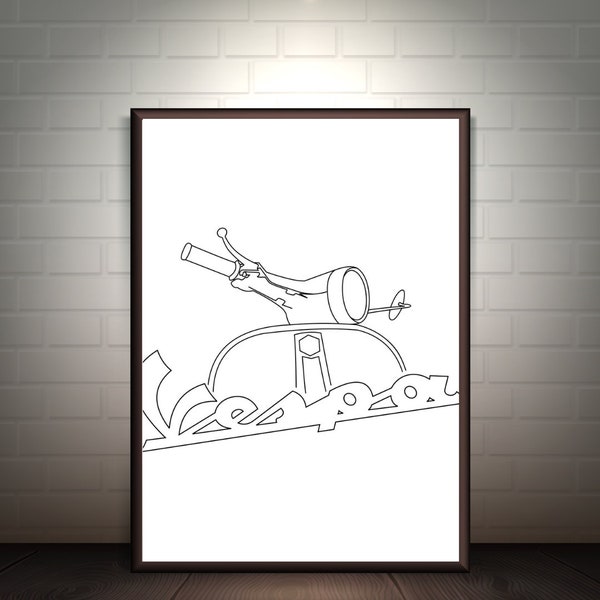 Vespa, Dessin au trait SVG, Découpe, Impression