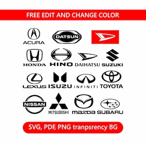 Paquete SVG de logotipos de coches japoneses, archivos vectoriales (descarga digital)