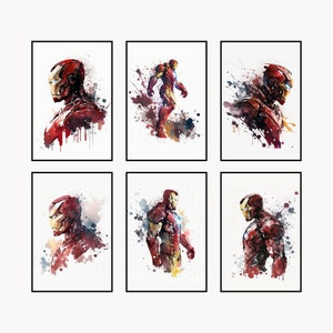 Iron Man Watercolor Print Set: Superhero Nursery Art (Digital Download)