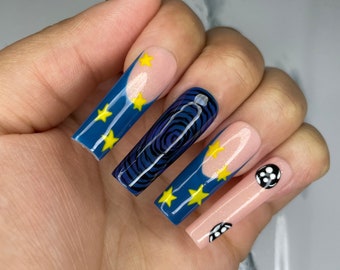 Coraline Inspired Nails | press on nails short | press on nails | press on nails long square | valentine’s day gift for her | coraline nails