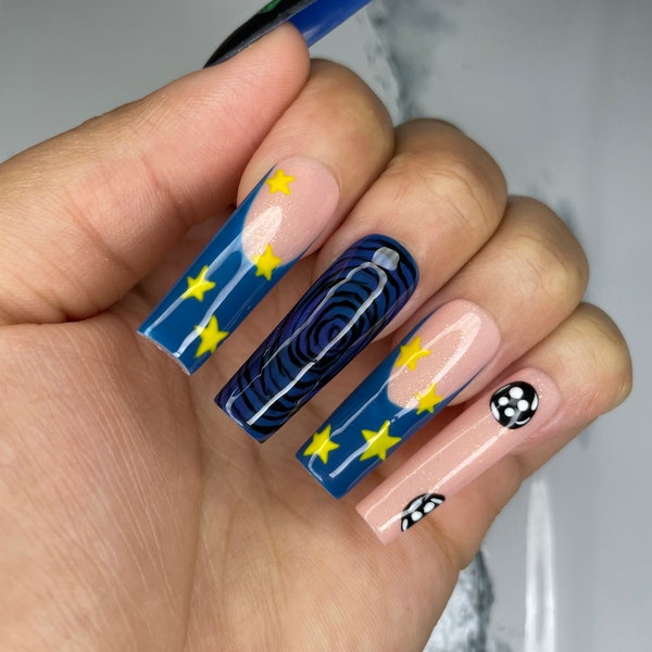 Coraline Inspired Nails | press on nails short | press on nails | press on nails long square | valentine’s day gift for her | coraline nails