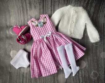 Outfit voor Blythe Doll, Custom Blythe kledingset sweater voor Blythe en poppen van vergelijkbare grootte Set PINK