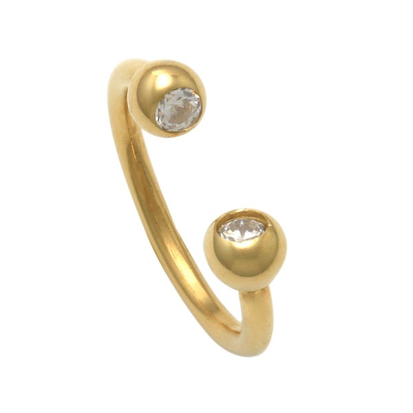 14K REAL Solid Gold Diamond CVD Horseshoe Earring Cartilage Daith Helix Tragu Conch Rook Snug Septum Body Hoop Ring Piercing Jewelry 16Gauge