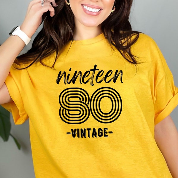 Vintage Style Birth Year T-Shirt, 1980 Retro Old School Tshirt, Graduation Year, High School Reunion Tee, Year of Birth, Womens Shirt