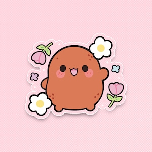 Hello Tato Floral Vinyl Sticker, Potato Sticker, Cute Sticker