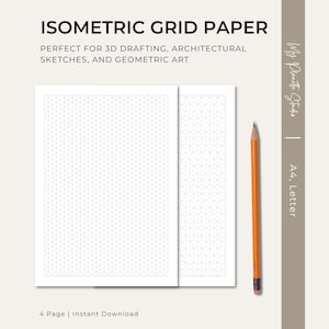 Isometric Graph Paper, 3D Grid Paper Template PDF,  Digital Paper for Design & Sketching Instant Download