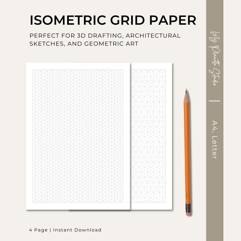 Isometric Graph Paper Printable | 3D Grid Design Paper for Sketching ...